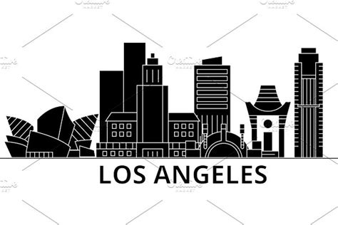 Los Angeles City Skyline Buildings Streets Silhouette Architecture