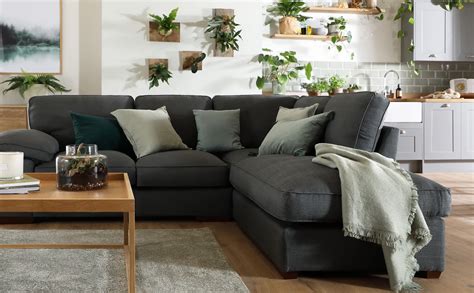 Cassie Charcoal Fabric L Shape Corner Sofa Rhf Furniture Choice