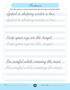 Preschool writing paper also available. Free 15-day Cursive Writing Course → Writing Sentences on ...