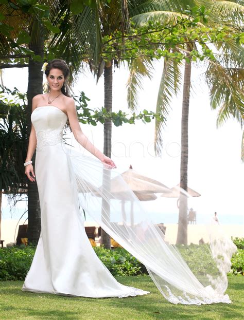 We've researched the best long sleeve wedding dresses out there. Lace Ivory Sheath Strapless Beaded Satin Wedding Dress ...