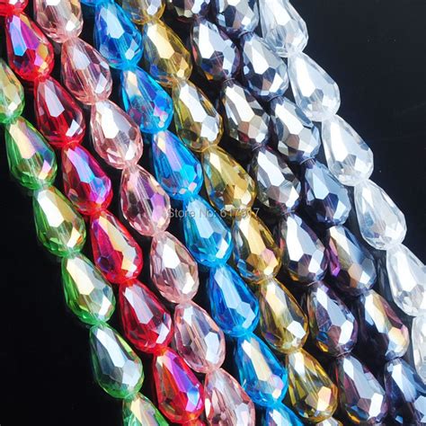 Free Shipping Crystal Faceted Teardrop X Mm Loose Spacer Beads For
