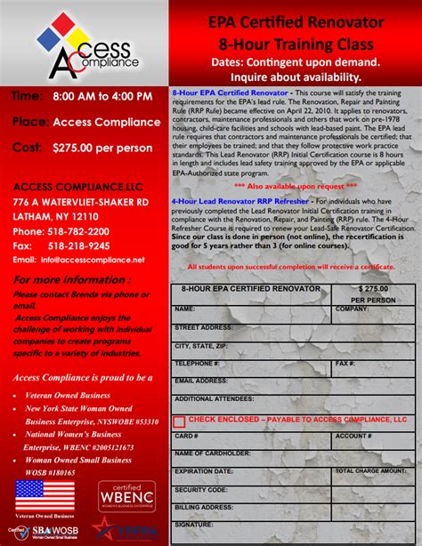 8 Hour Epa Certified Renovator And 4 Hour Lead Renovator Rrp Refresher Courses