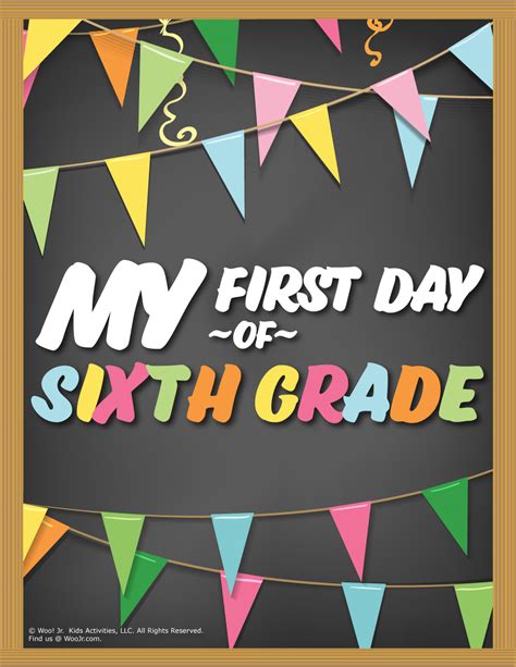 1st Day Of 6th Grade Free Printable