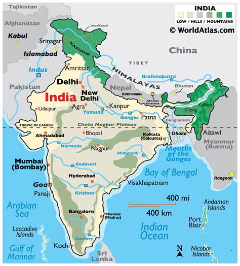 India Latitude Longitude Absolute And Relative Locations World Atlas