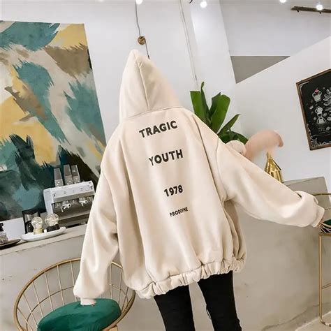 women s sweatshirts japanese harajuku ulzzang casual letter loose hooded sweatshirt female