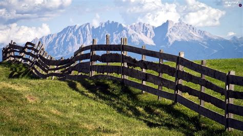 Mountains Fence Clouds Medows Beautiful Views Wallpapers 1920x1080