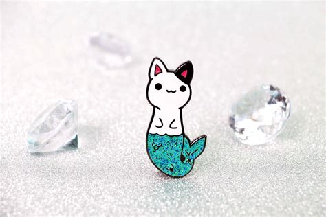 Mercat Hard Enamel Pin Mermaid Kitty Metal Pin Magical Kitten Hard