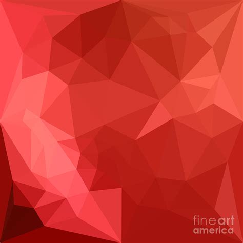 Tomato Red Abstract Low Polygon Background Digital Art By Aloysius