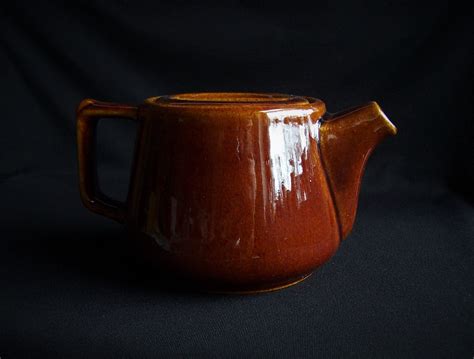 Stoneware Individual Brown Teapot Mid Century Cinnamon Brown Etsy