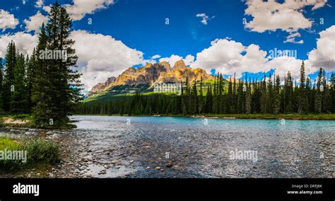 Scenic Castle Mountain Banff National Park Alberta Canada Stock