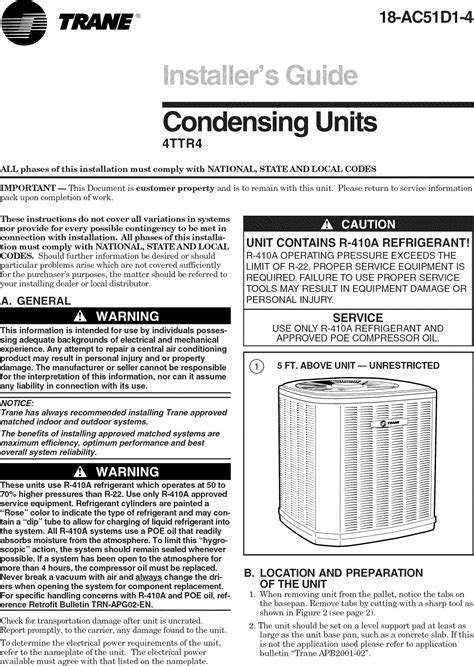 Trane Air Conditionerheat Pumpoutside Unit Manual L0905060