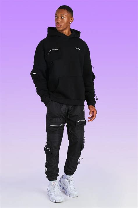 Oversized Man Cargo Tracksuit With Bungee Cord