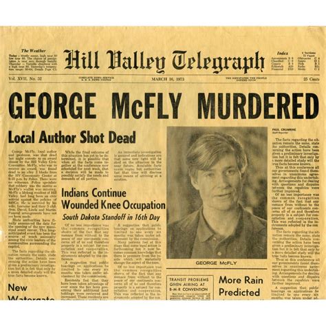 Pair Of Hill Valley Telegraph George Mcfly Newspapers From Back To