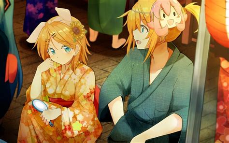 Download Wallpapers Kagamine Len Kagamine Rin Street Vocaloid