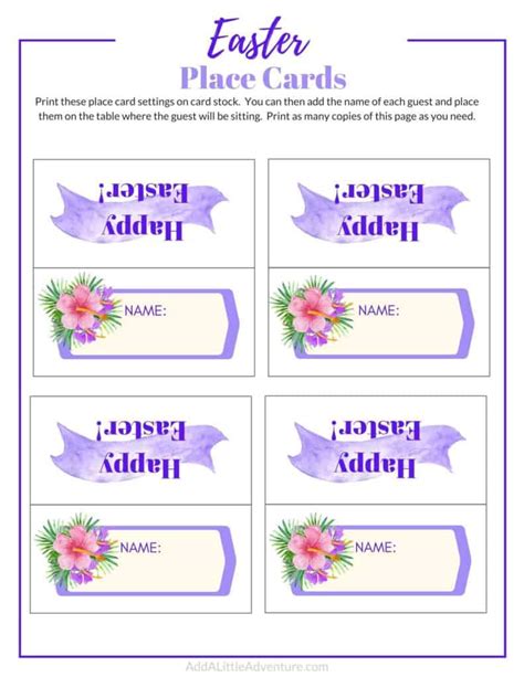 Printable Easter Place Cards Add A Little Adventure
