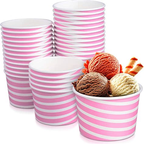 Typtop 8 Oz Pink Ice Cream Sundae Cups Ice Cream Bowls 50 Pack