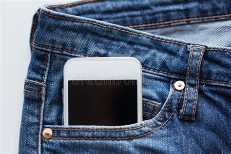 Smartphone In Pocket Of Denim Pants Or Jeans Stock Image Image Of