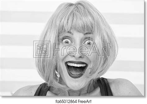 Free Art Print Of Happy Crazy Girl With Omg Or Wow Facial Expression