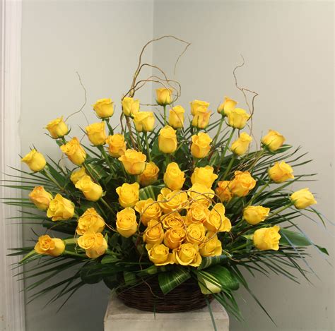 Evans Yellow Rose Wicker Funeral Basket In Peabody Ma Evans Flowers