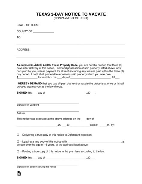 The texas eviction process begins with serving the tenant an eviction notice called a texas notice to vacate. Free Texas Eviction Notice Forms | Process and Laws - PDF | Word | eForms - Free Fillable Forms