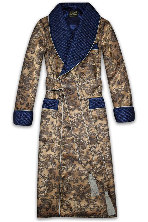 gentleman s paisley silk dressing gown and velvet smoking jacket robe