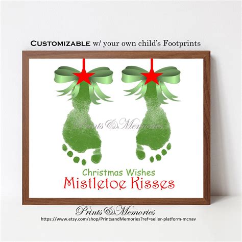 Christmas Mistletoe Footprint Art Baby Toddler Keepsake Christmas