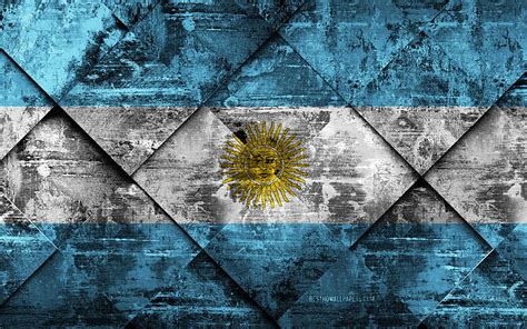 4k Descarga Gratis Bandera De Argentina Arte Grunge Textura Grunge Rombo Bandera Argentina