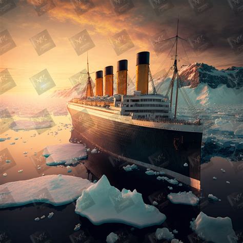 Digital Image Of Rms Titanic At Sunset In The North Atlantic Etsy