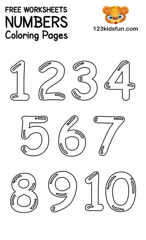 Download them or print online! FREE Printable Number Coloring Pages 1-10 for Kids | Kids learning numbers, Free printable ...
