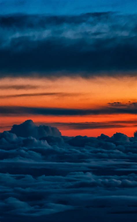 Download Wallpaper 950x1534 Orange Sky Clouds Nature Sunset Iphone