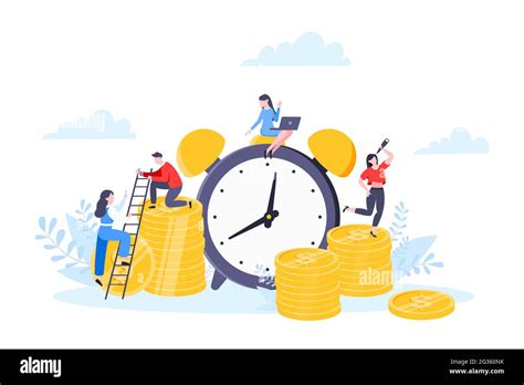 Time is money or save time business concept flat style vector