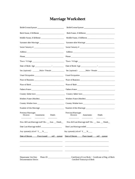 Marriage Worksheet Doc Template Pdffiller