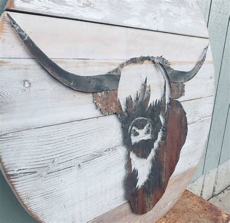 Highland Cow Metal Art Large Etsy