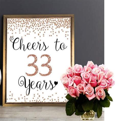 Cheers To 33 Years 33rd Birthday Sign 33rd Anniversary Sign Etsy