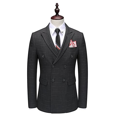 As well as making a bold fashion statement, they are also universally flattering. OSCN7 Double Breasted Suit Men Slim Fit Leisure Office ...
