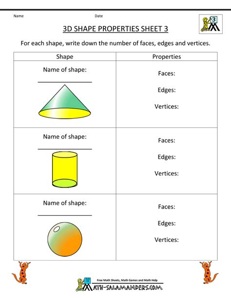 Geometry Worksheets For 3rd Grade