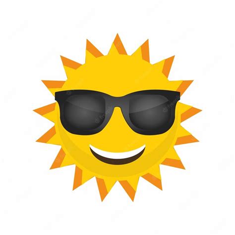 Premium Vector Yellow Smiley Sun With Sunglasses Vector