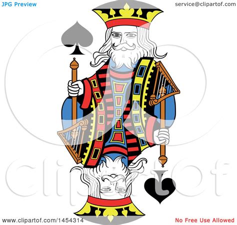 Clipart Graphic Of A French Styled King Of Spades Design Royalty Free