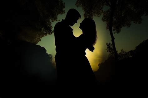 Premium Ai Image Silhouette Of A Romantic Couple Dancing And Enjoying