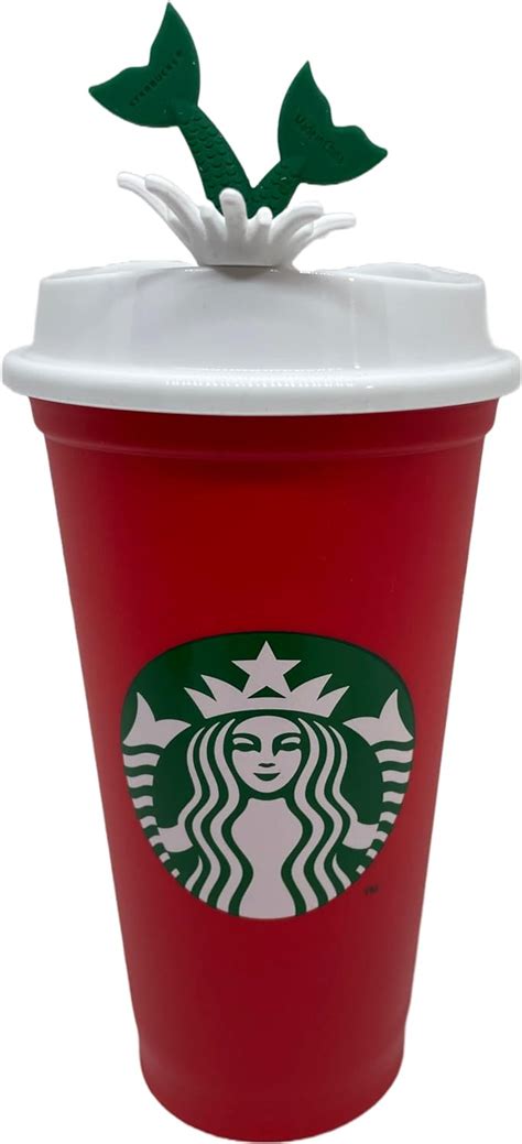 Starbucks Christmas Siren Tail Stopper With Red Reusable Travel Mugcup