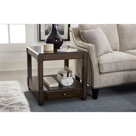 Hammary Halsey Rectangular End Table With Soft Close Drawer Stoney