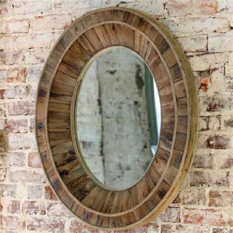 Reclaimed Wood Oval Mirror Rustic Atlanta By Iron Accents