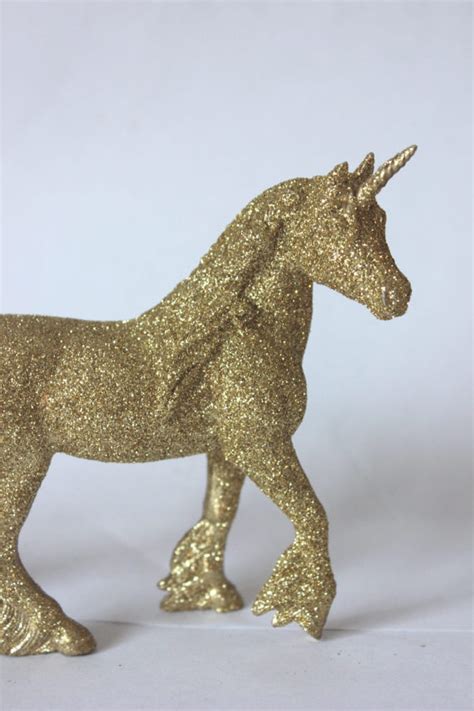 Gold Glitter Unicorn Cake Topper Animal Figurine Whimsical Unicorn