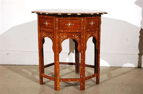 Anglo Indian Folding Rosewood Ivory Inlaid Octagonal Side Table At 1stdibs