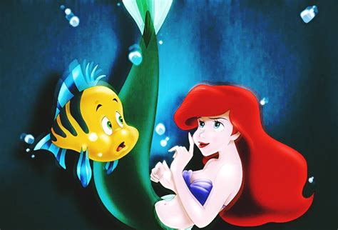 Walt Disney Fan Art Flounder And Princess Ariel Walt Disney Characters Fan Art 37872466 Fanpop