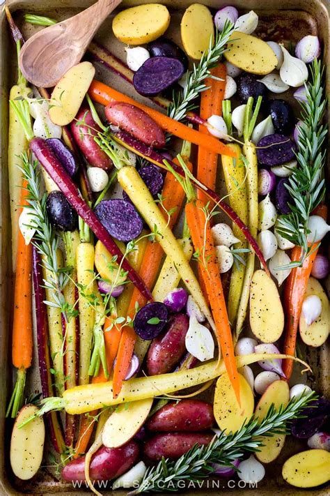 Just keep the total weight about the same. Roasted Root Vegetables with Ranch Sauce - Jessica Gavin