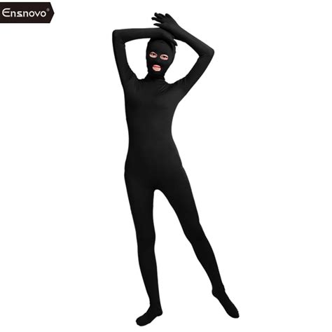 Ensnovo Unisex Cosplay Nylon Spandex Zentai Bodysuit Costumes Black