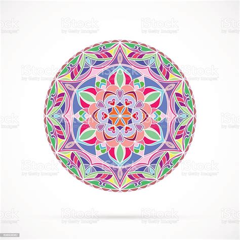 Vector Bright Color Mandala Over White Stock Illustration Download