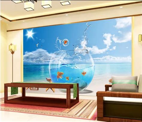 Custom Mural 3d Room Wallpaper Sea Fish Tank Home Decoration Painting
