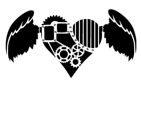 66 Steampunk Cogs Heart Stencil 1 By Lovestencil On Etsy Heart